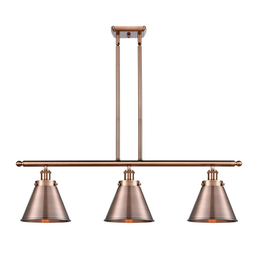 Innovations Appalachian 36in 3-Light Island Light | Industrial Farmhouse Antique Copper Steel and Cast Brass Metal Shade | Model 916-3I-AC-M13-AC
