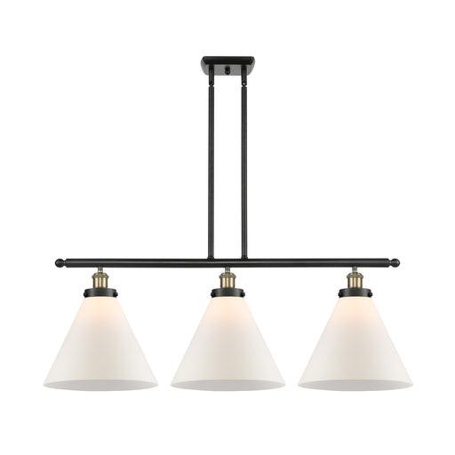 Innovations Cone 36in 3-Light Island Light | Industrial Black Antique Brass Steel and Matte White Frosted Glass | Kitchen Island | Model 916-3I-BAB-G41-L