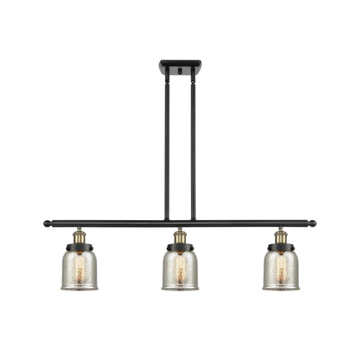 Innovations Bell 36in 3-Light Island Light | Industrial Black Antique Brass Steel and Silver Plated Mercury Glass | Kitchen Island | Model 916-3I-BAB-G58