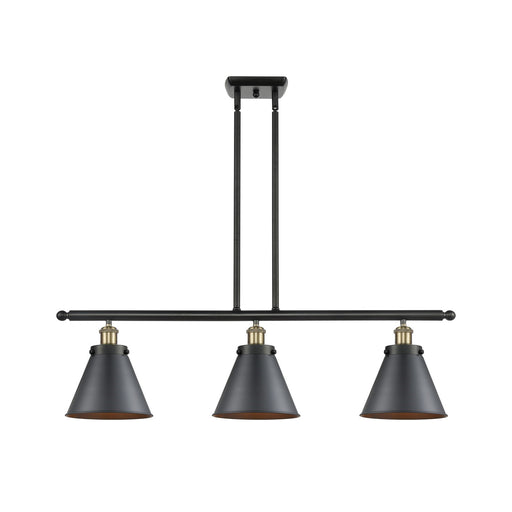 Innovations Appalachian 36in 3-Light Island Light | Industrial Farmhouse Black Antique Brass and Matte Black Metal | Kitchen | Model 916-3I-BAB-M13-BK