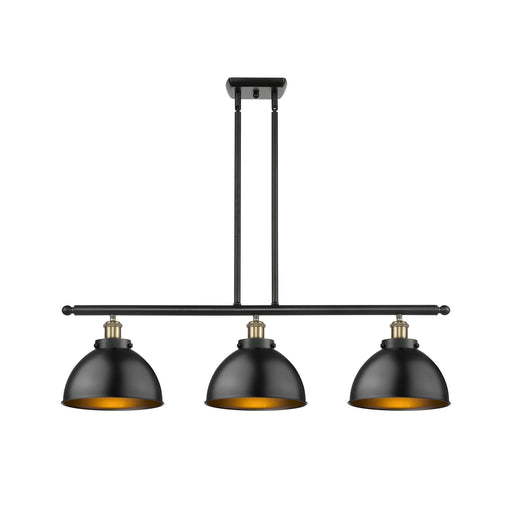 Innovations Derby 36in 3-Light Island Light | Industrial Black Antique Brass and Matte Black Metal | Kitchen Island & Dining | Model 916-3I-BAB-MFD-10-BK