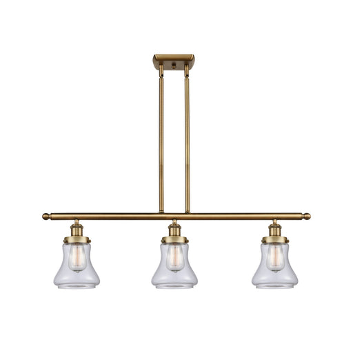 Innovations Bellmont 36in 3-Light Island Light | Brushed Brass Steel and Clear Glass | Kitchen Island & Dining Room | 36 x 9.75 in | Model 916-3I-BB-G192