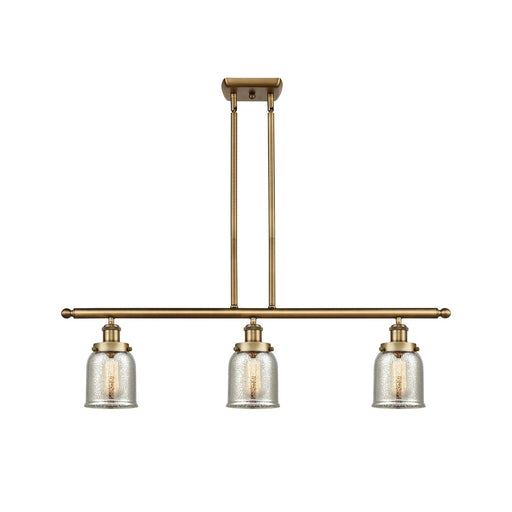 Innovations Bell 36in 3-Light Island Light | Industrial Brushed Brass Steel and Silver Plated Mercury Glass | Kitchen Island & | Model 916-3I-BB-G58