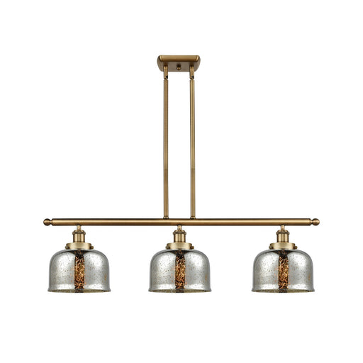 Innovations Bell 36in 3-Light Island Light | Industrial Brushed Brass and Silver Plated Mercury Glass | Kitchen Island & Dining Room | Model 916-3I-BB-G78