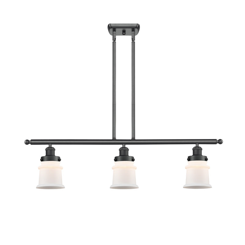Innovations Canton 36in 3-Light Island Light | Modern Contemporary Matte Black Steel and Matte White Frosted Glass | Kitchen | Model 916-3I-BK-G181S