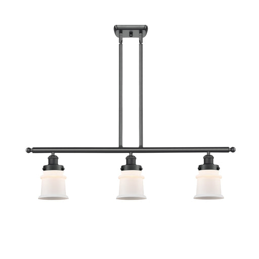 Innovations Canton 36in 3-Light Island Light | Modern Contemporary Matte Black Steel and Matte White Frosted Glass | Kitchen | Model 916-3I-BK-G181S
