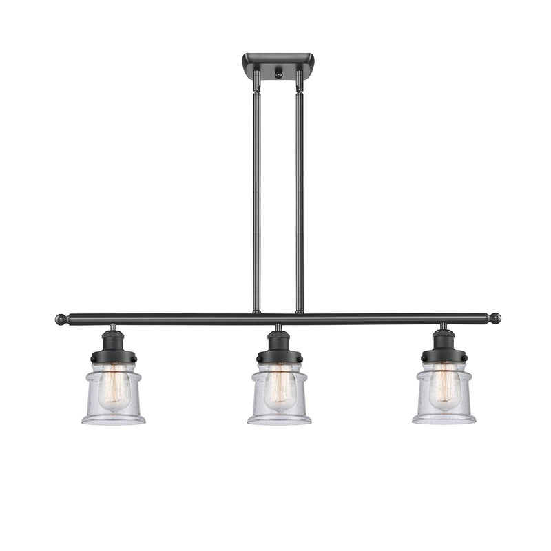 Innovations Canton 36in 3-Light Island Light | Modern Contempo Matte Black Steel and Seedy Schoolhouse Glass | Kitchen Island & | Model 916-3I-BK-G184S
