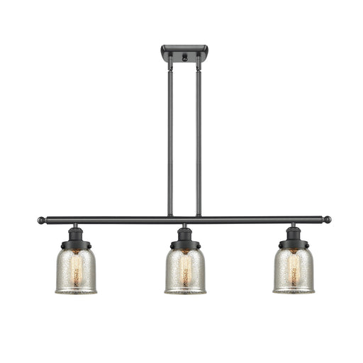 Innovations Bell 36in 3-Light Island Light | Industrial Matte Black Steel and Silver Plated Mercury Glass | Kitchen Island & Dining | Model 916-3I-BK-G58