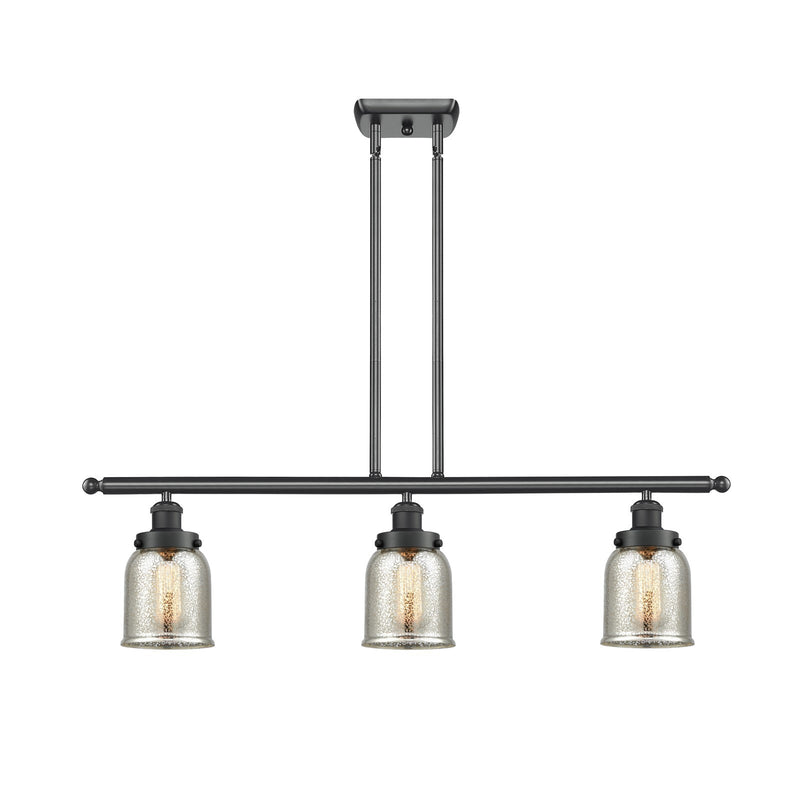 Innovations Bell 36in 3-Light Island Light | Industrial Matte Black Steel and Silver Plated Mercury Glass | Kitchen Island & | Model 916-3I-BK-G58-LED