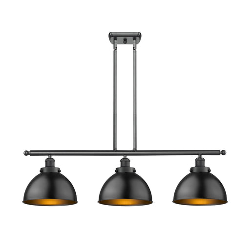 Innovations Derby 36in 3-Light Island Light | Industrial Farmhouse Matte Black Steel and Metal Shade | Kitchen Island & Dining | Model 916-3I-BK-MFD-10-BK