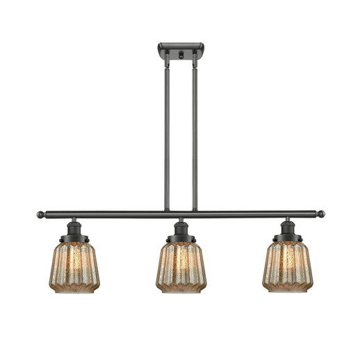 Innovations Chatham 36in 3-Light Island Light | Oil Rubbed Bronze Steel and Mercury Ribbed Glass | Kitchen Island & Dining Room | Model 916-3I-OB-G146