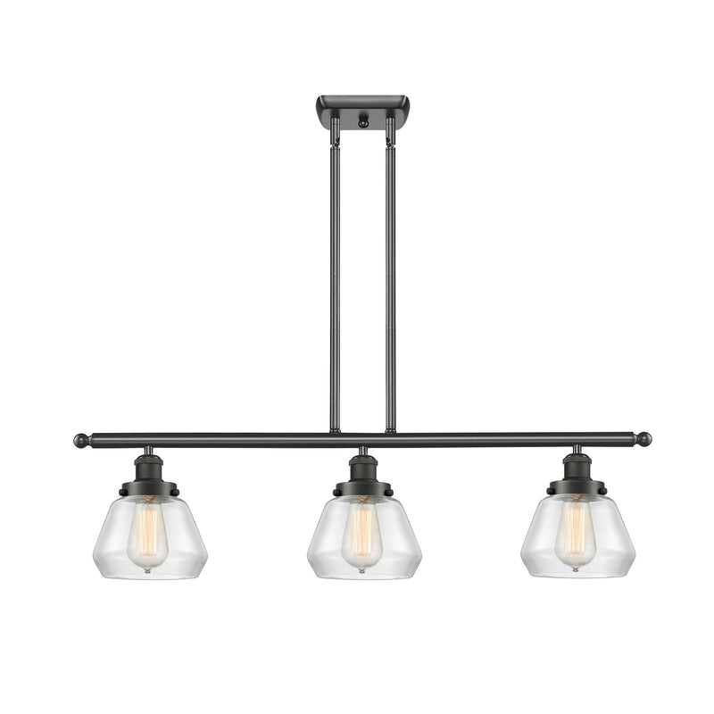 Innovations Fulton 36in 3-Light Island Light | Oil Rubbed Bronze Steel and Clear Glass | Kitchen Island & Dining Room | 36 x 9 in | Model 916-3I-OB-G172