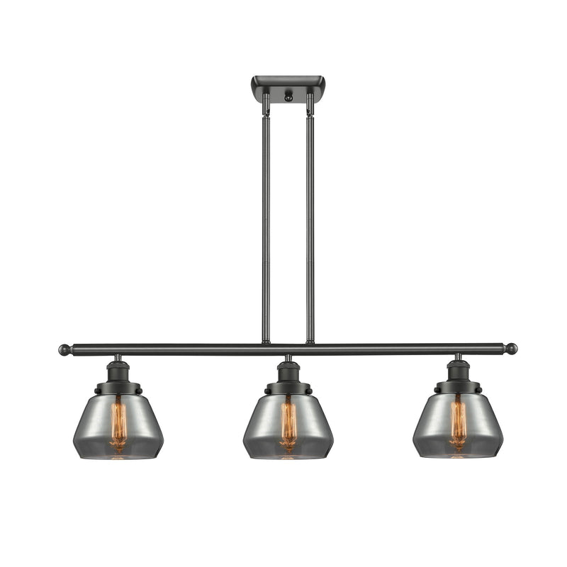 Innovations Fulton 36in 3-Light Island Light | Oil Rubbed Bronze Steel and Light Smoke Glass | Kitchen Island & Dining Room | Model 916-3I-OB-G173