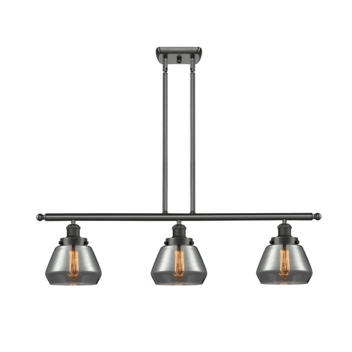 Innovations Fulton 36in 3-Light Island Light | Oil Rubbed Bronze Steel and Light Smoke Glass | Kitchen Island & Dining Room | Model 916-3I-OB-G173