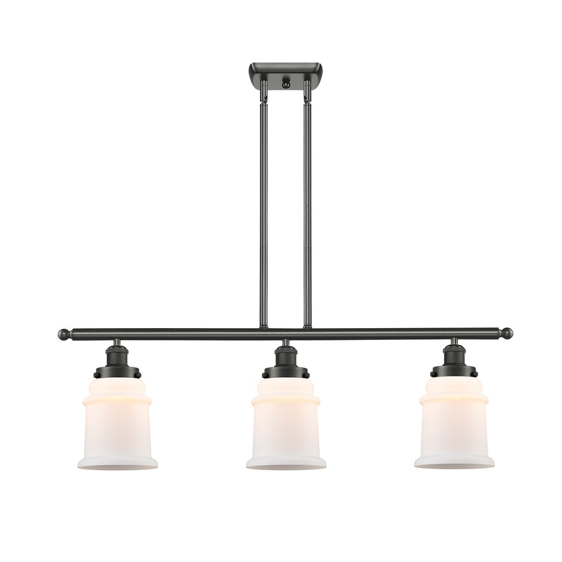 Innovations Canton 36in 3-Light Island Light | Modern Contempo Oil Rubbed Bronze Steel and Matte White Frosted Glass | Kitchen | Model 916-3I-OB-G181