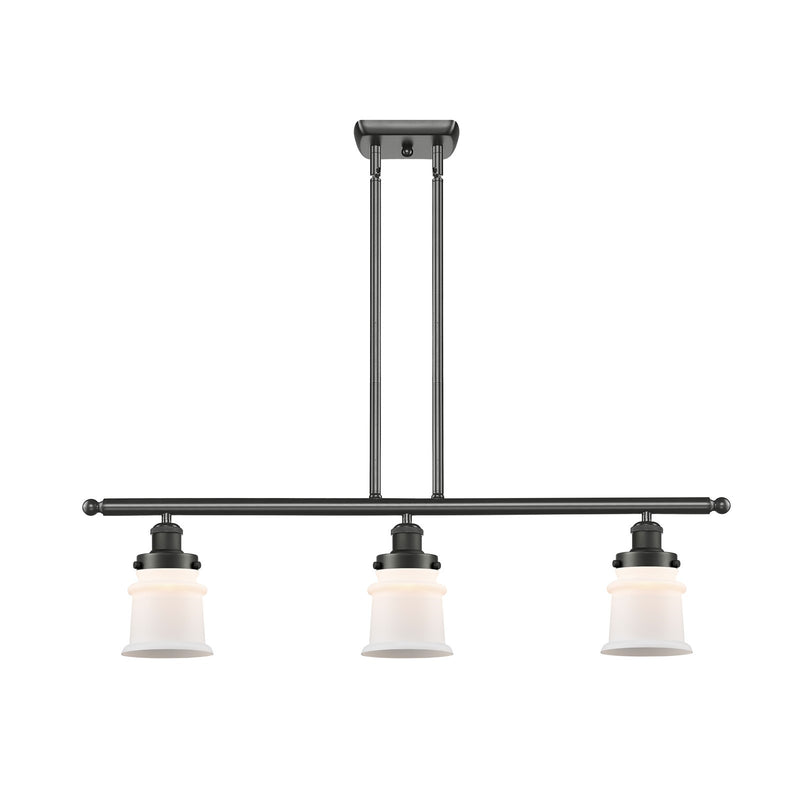 Innovations Canton 36in 3-Light Island Light | Modern Contempo Oil Rubbed Bronze Steel and Matte White Small Frosted Glass | Model 916-3I-OB-G181S