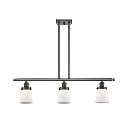 Innovations Canton 36in 3-Light Island Light | Modern Contempo Oil Rubbed Bronze Steel and Matte White Small Frosted Glass | Model 916-3I-OB-G181S