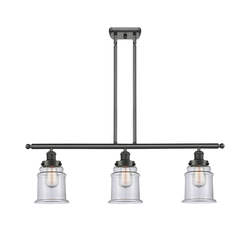 Innovations Canton 36in 3-Light Island Light | Modern Contempo Oil Rubbed Bronze Steel and Clear Glass | Kitchen Island & Dining | Model 916-3I-OB-G182