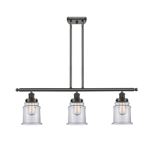 Innovations Canton 36in 3-Light Island Light | Modern Contempo Oil Rubbed Bronze Steel and Clear Glass | Kitchen Island & Dining | Model 916-3I-OB-G182