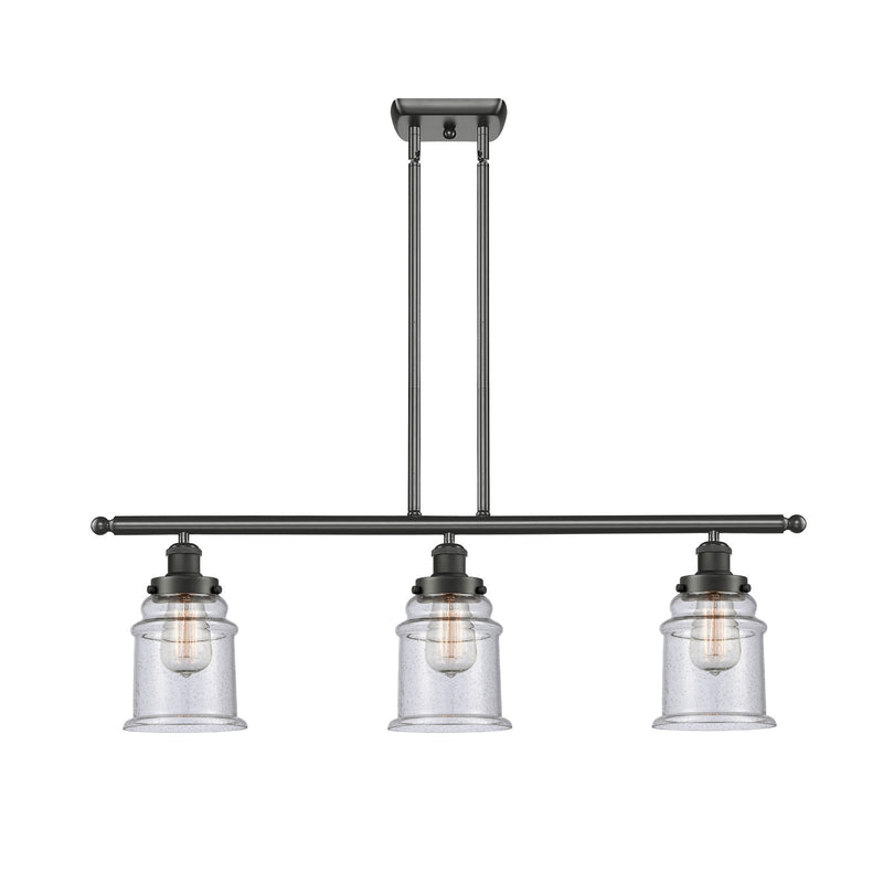 Innovations Canton 36in 3-Light Island Light | Modern Transitional Oil Rubbed Bronze Steel and Seedy Glass | Kitchen Island & | Model 916-3I-OB-G184
