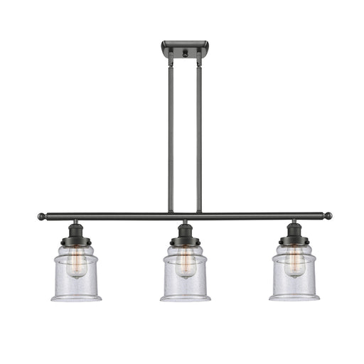 Innovations Canton 36in 3-Light Island Light | Modern Transitional Oil Rubbed Bronze Steel and Seedy Glass | Kitchen Island & | Model 916-3I-OB-G184