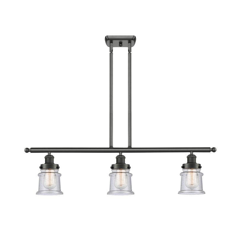 Innovations Canton 36in 3-Light Island Light | Modern Transitional Oil Rubbed Bronze Steel and Seedy Glass | Kitchen Island & | Model 916-3I-OB-G184S