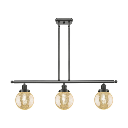 Innovations Beacon 36in 3-Light Island Light | Modern Transitional Oil Rubbed Bronze Steel and Mercury Glass | Kitchen Island & | Model 916-3I-OB-G208-6