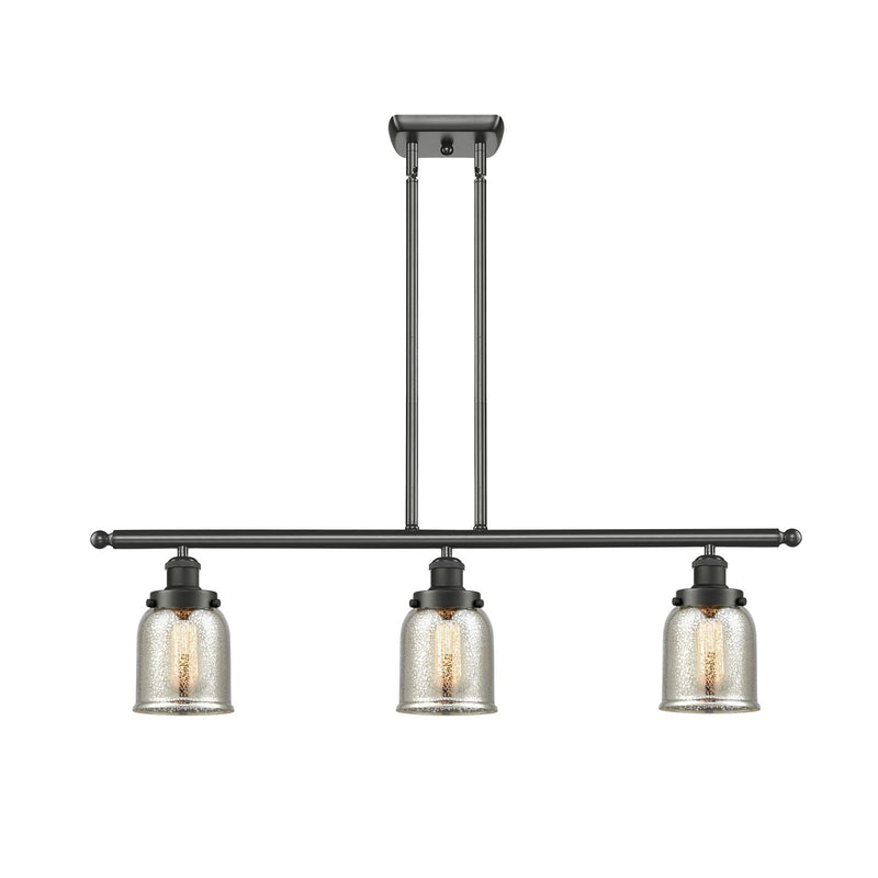 Innovations Bell 36in 3-Light Island Light | Industrial Oil Rubbed Bronze Steel and Silver Plated Mercury Glass | Kitchen Island | Model 916-3I-OB-G58-LED