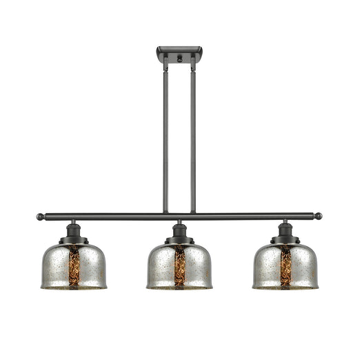 Innovations Bell 36in 3-Light LED Island Light | Industrial Oil Rubbed Bronze Steel and Silver Plated Mercury Glass | Kitchen | Model 916-3I-OB-G78-LED