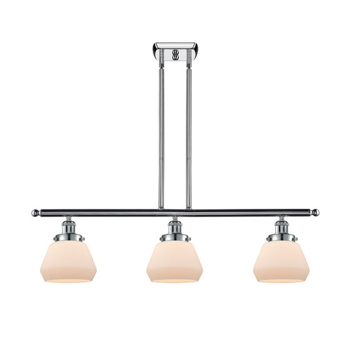 Innovations Fulton 36in 3-Light Island Light | Polished Chrome Steel and Matte White Frosted Glass | Kitchen Island & Dining Room | Model 916-3I-PC-G171