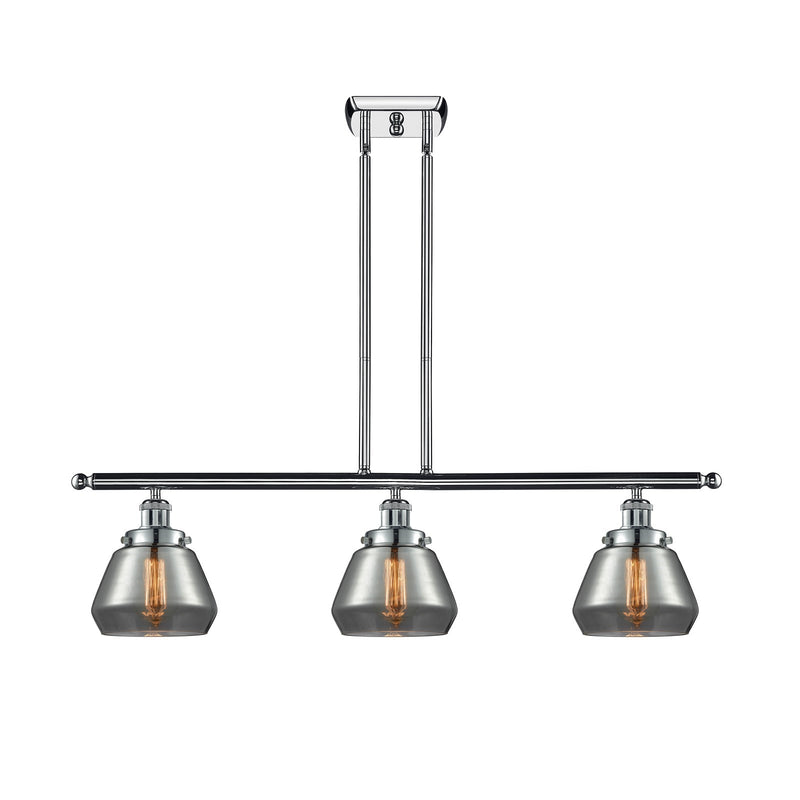 Innovations Fulton 36in 3-Light Island Light | Modern Contempo Polished Chrome and Light Smoke Glass | Kitchen Island & Dining Room | Model 916-3I-PC-G173