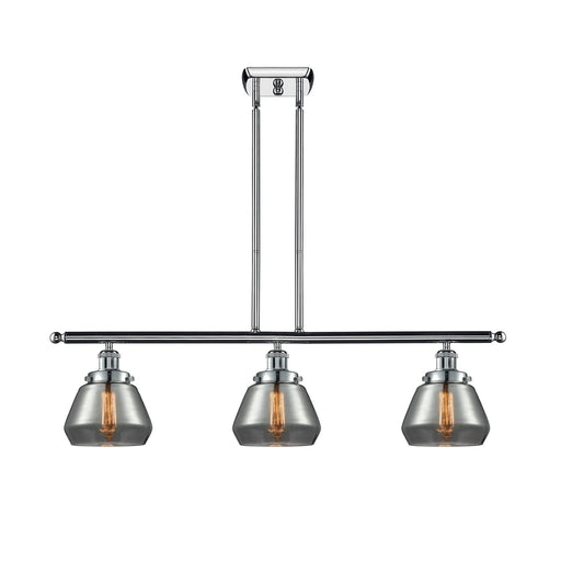 Innovations Fulton 36in 3-Light Island Light | Modern Contempo Polished Chrome and Light Smoke Glass | Kitchen Island & Dining Room | Model 916-3I-PC-G173