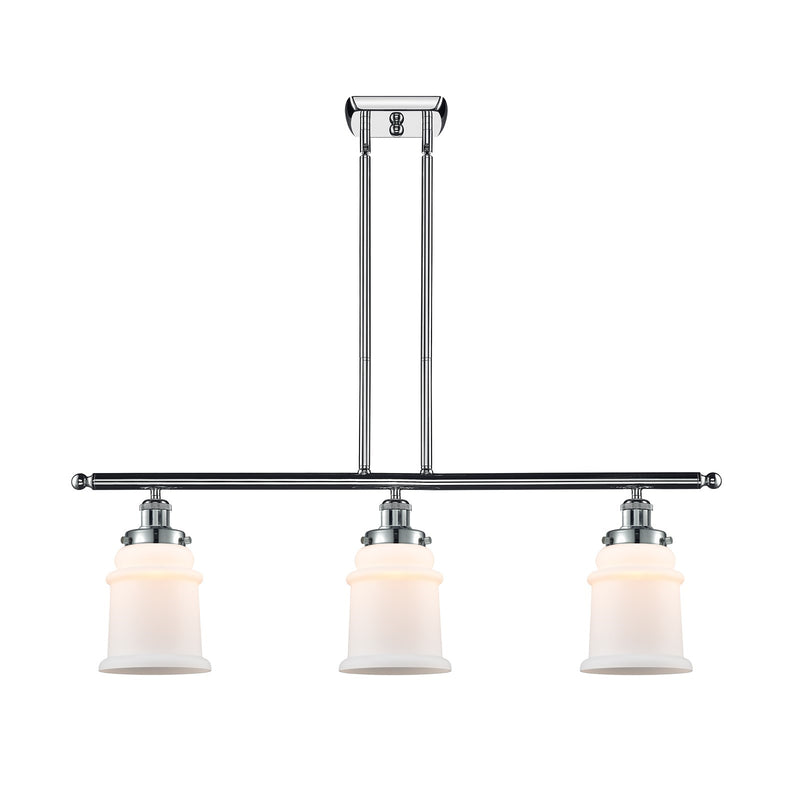 Innovations Canton 36in 3-Light Island Light | Modern Contempo Polished Chrome and Matte White Frosted Glass | Kitchen Island & | Model 916-3I-PC-G181