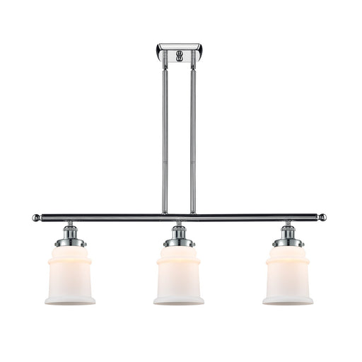 Innovations Canton 36in 3-Light Island Light | Modern Contempo Polished Chrome and Matte White Frosted Glass | Kitchen Island & | Model 916-3I-PC-G181