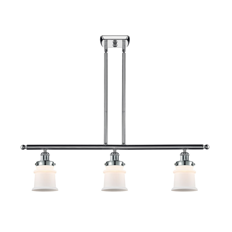 Innovations Canton 36in 3-Light Island Light | Modern Contempo Polished Chrome and Matte White Frosted Glass | Kitchen Island & | Model 916-3I-PC-G181S
