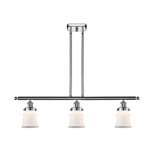 Innovations Canton 36in 3-Light Island Light | Modern Contempo Polished Chrome and Matte White Frosted Glass | Kitchen Island & | Model 916-3I-PC-G181S
