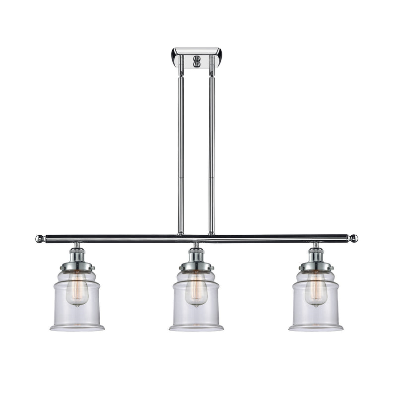 Innovations Canton 36in 3-Light Island Light | Modern Contempo Polished Chrome and Clear Glass | Kitchen Island & Dining Room | Model 916-3I-PC-G182