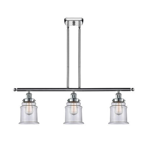 Innovations Canton 36in 3-Light Island Light | Modern Contempo Polished Chrome and Clear Glass | Kitchen Island & Dining Room | Model 916-3I-PC-G182