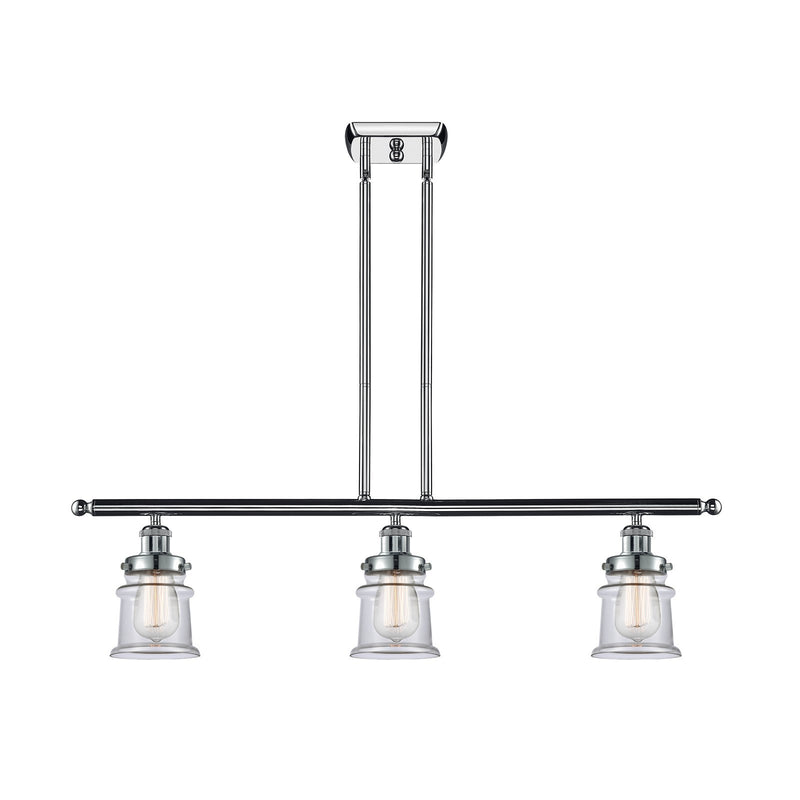 Innovations Canton 36in 3-Light Island Light | Modern Contempo Polished Chrome and Clear Glass | Kitchen Island & Dining Room | Model 916-3I-PC-G182S