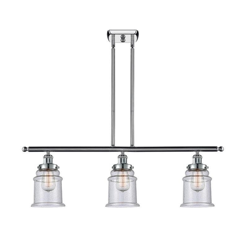 Innovations Canton 36in 3-Light Island Light | Modern Contempo Polished Chrome and Seedy Glass | Kitchen Island & Dining Room | Model 916-3I-PC-G184