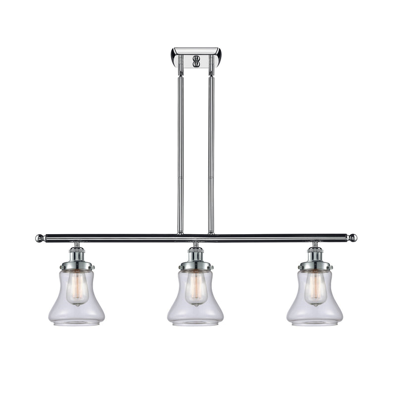 Innovations Bellmont 36in 3-Light Island Light | Modern Contempo Polished Chrome and Clear Glass | Kitchen Island & Dining Room | Model 916-3I-PC-G192