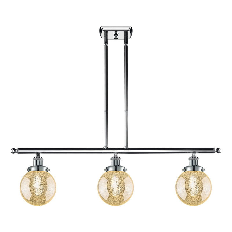 Innovations Beacon 36in 3-Light Island Light | Modern Transitional Polished Chrome and Mercury Seeded Glass | Kitchen Island & | Model 916-3I-PC-G208-6