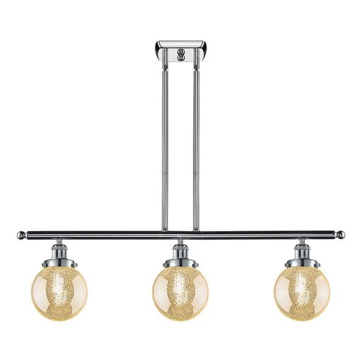 Innovations Beacon 36in 3-Light Island Light | Modern Transitional Polished Chrome and Mercury Seeded Glass | Kitchen Island & | Model 916-3I-PC-G208-6