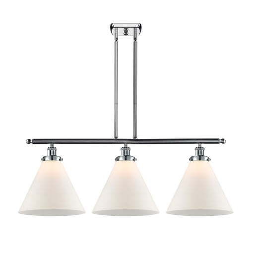 Innovations Cone 36in 3-Light Island Light | Industrial Transitional Polished Chrome and Matte White Frosted Glass | Kitchen | Model 916-3I-PC-G41-L