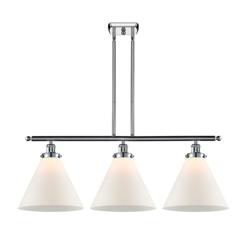 Innovations Cone 36in 3-Light Island Light | Industrial Transitional Polished Chrome and Matte White Frosted Glass | Kitchen | Model 916-3I-PC-G41-L-LED