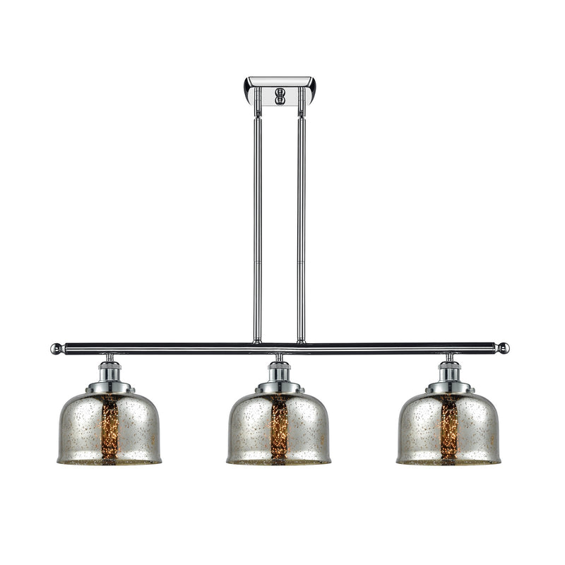 Innovations Bell 36in 3-Light Island Light | Industrial Polished Chrome and Silver Plated Mercury Large Bell Glass | Kitchen Island | Model 916-3I-PC-G78