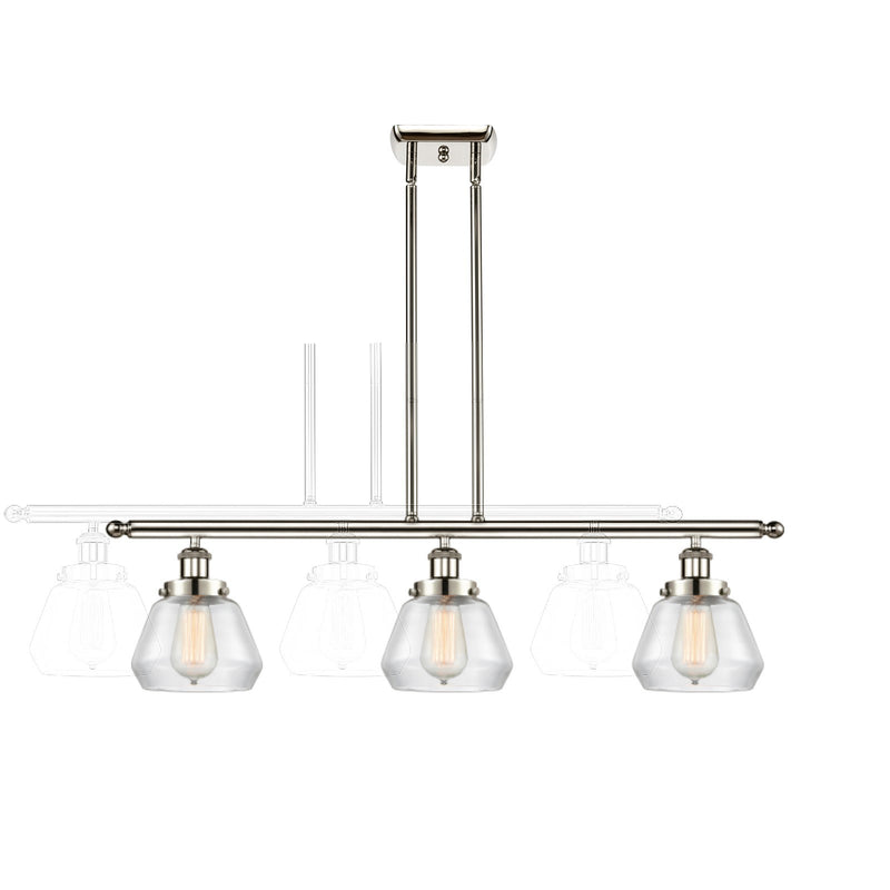 Innovations Fulton 36in 3-Light Island Light | Modern Contempo Polished Nickel and Clear Glass | Kitchen Island & Dining Room | Model 916-3I-PN-G172