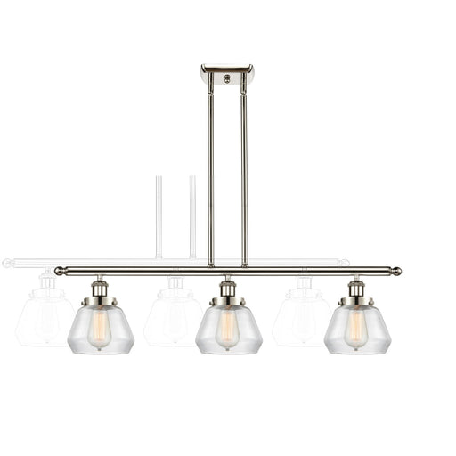Innovations Fulton 36in 3-Light Island Light | Modern Contempo Polished Nickel and Clear Glass | Kitchen Island & Dining Room | Model 916-3I-PN-G172
