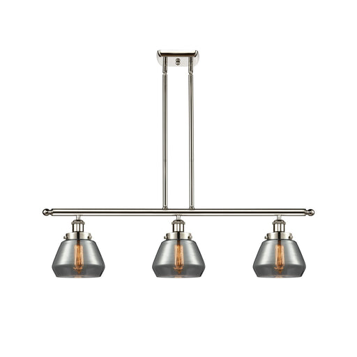 Innovations Fulton 36in 3-Light Island Light | Modern Contempo Polished Nickel and Light Smoked Glass | Kitchen Island & Dining | Model 916-3I-PN-G173