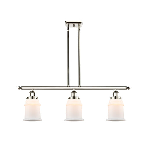 Innovations Canton 36in 3-Light Island Light | Modern Contempo Polished Nickel and Matte White Frosted Glass | Kitchen Island & | Model 916-3I-PN-G181